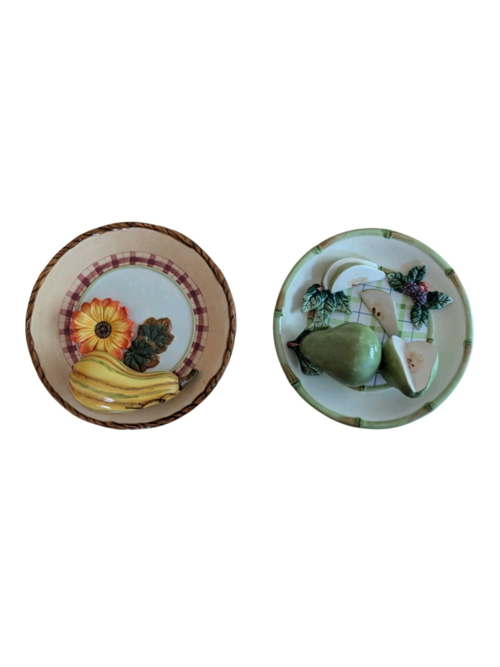 Bella Casa By Ganz Apple 3D And Squash 3D Decorative Hanging Plate Set
